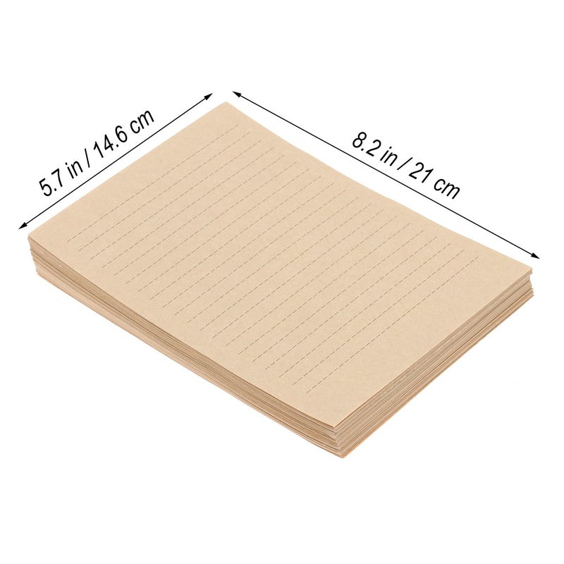 NUOLUX 100Pcs Vintage Kraft A5 Lined Letter Paper Retro Writing Paper for Home Office Stationary1 - Image 5